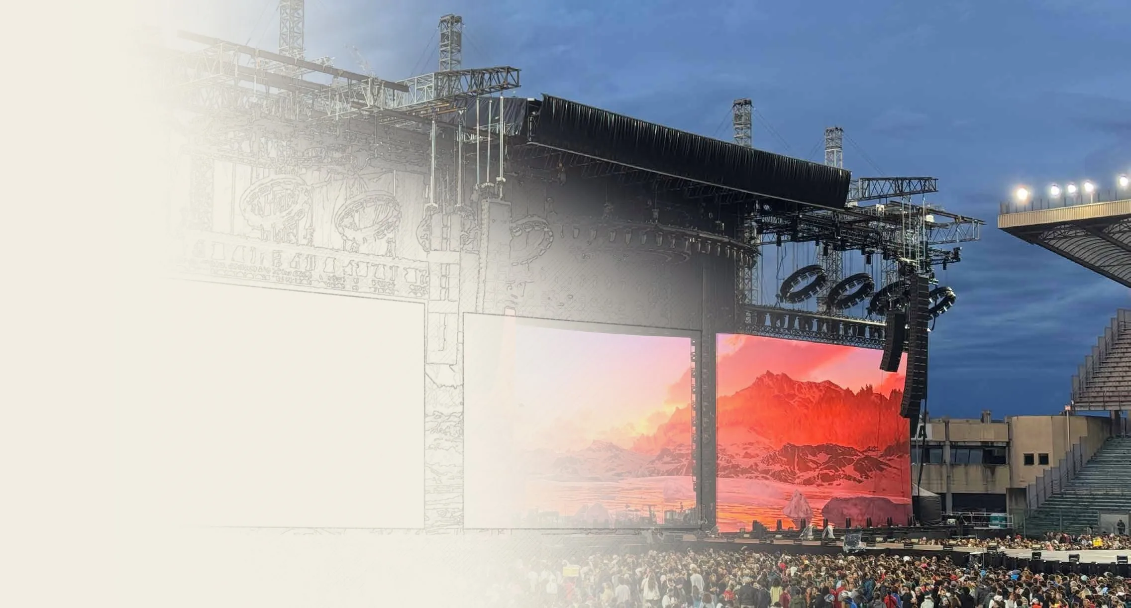 Jupiter Stage System in a stadium, daylight