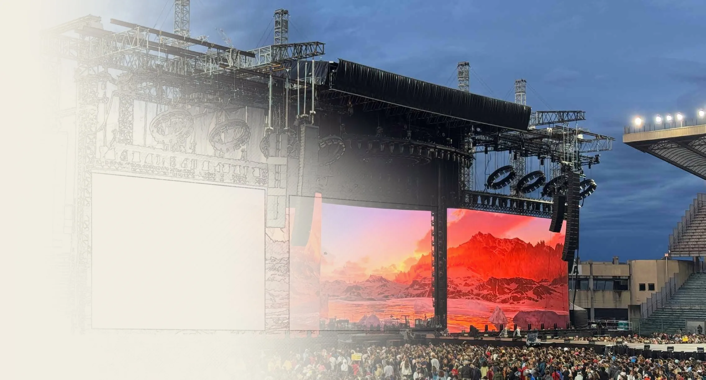 Jupiter Stage System in a stadium, daylight